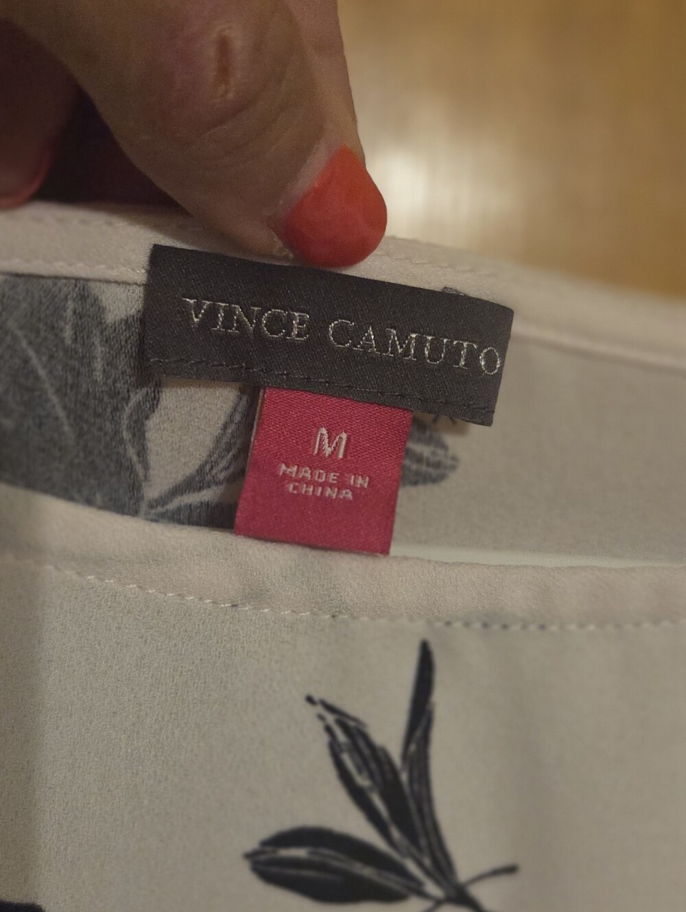 Vince Camuto Pale Pink Blouse with Black Floral Print - Picture 2 of 7